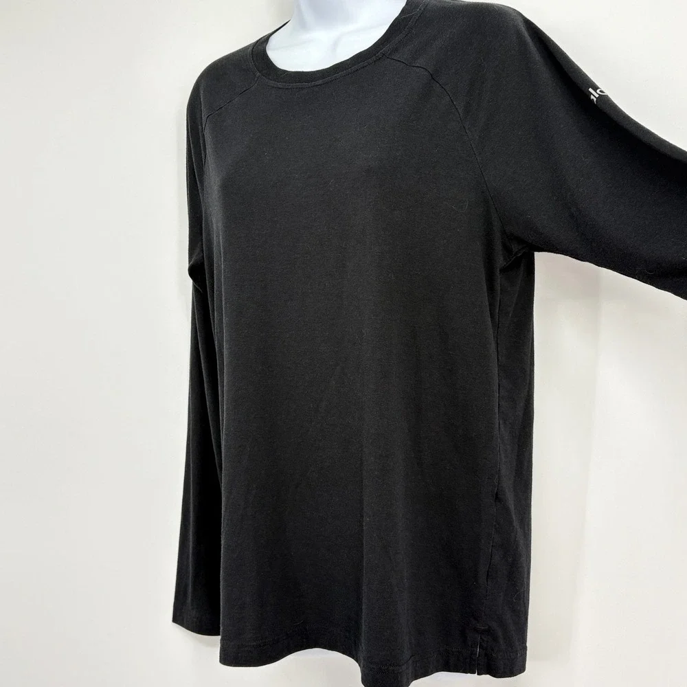 Alo Yoga T Shirt Women Long Sleeve Crew Neck Black Top M Athleisure Soft Knit